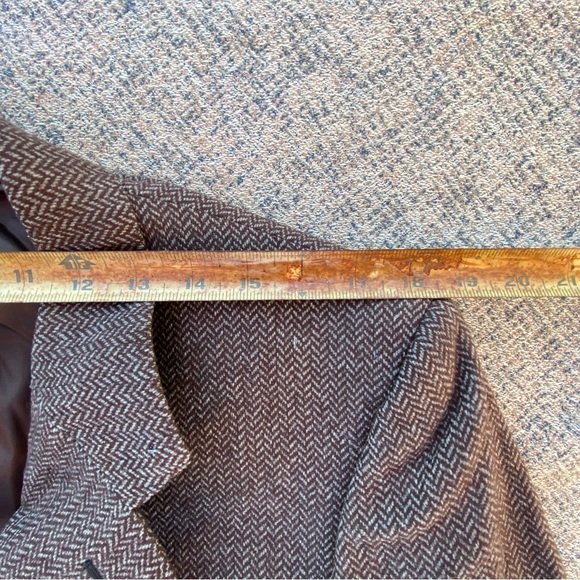 Vintage Blazer Lou Myles Wool Sport Coat three Button Herringbone Union Made - Picture 16 of 16